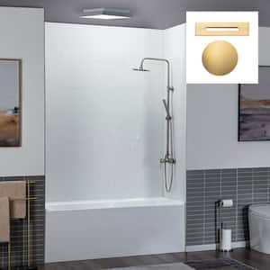 54 in. x 30 in. Acrylic Soaking Alcove Rectangular Bathtub with Right Drain and Overflow in White with Brushed Gold