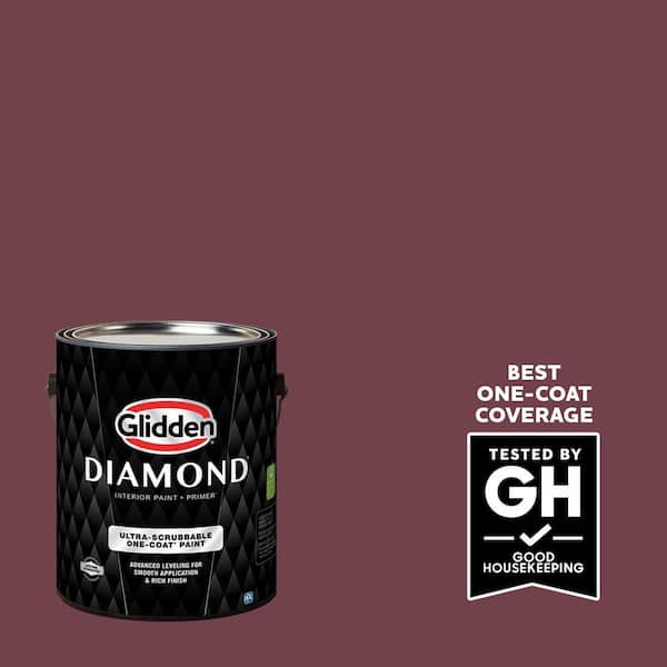 Glidden Diamond 1 gal. PPG1049-7 Red Red Wine Semi-Gloss Interior Paint with Primer