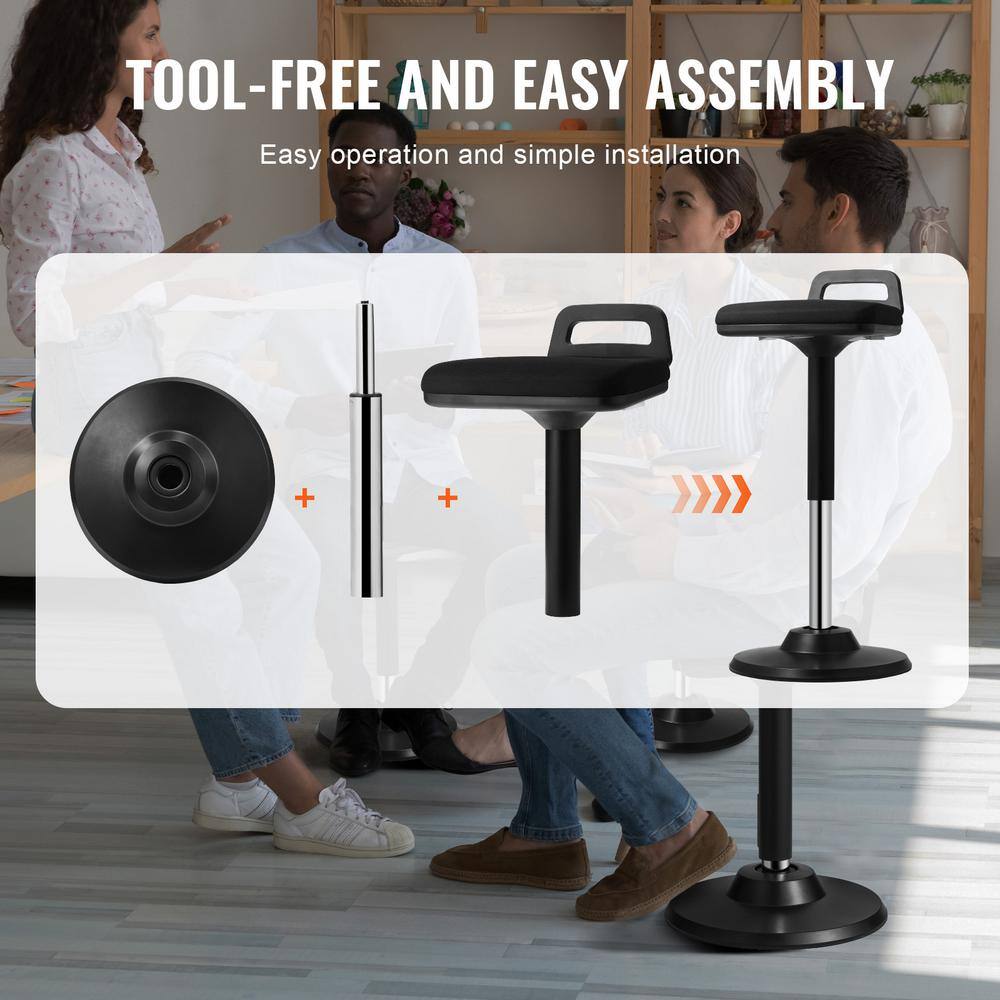 Black Adjustable Height Wobble Chair with Handle