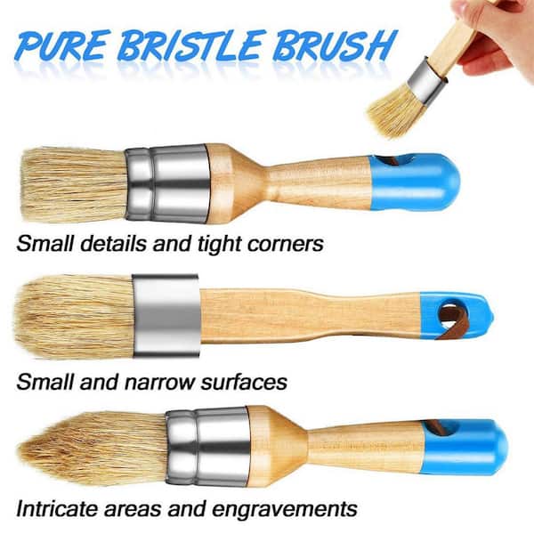 Dracelo 1 in. Flat, 1 in. Pointed, 1 in. Round Paint Brush Set (3-pack) in Blue Handle