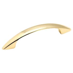 Arc 3 in. (76mm) Modern Polished Brass Arch Cabinet Pull
