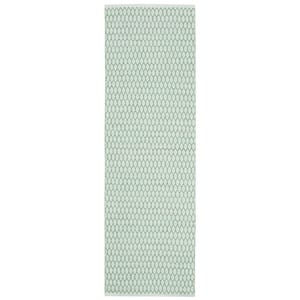 Montauk Light Green/Ivory 2 ft. x 11 ft. Geometric Multi-Diamonds Runner Rug