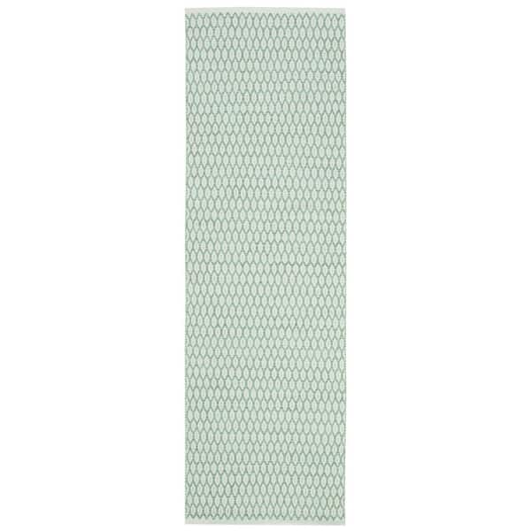SAFAVIEH Montauk Light Green/Ivory 2 ft. x 7 ft. Geometric Multi-Diamonds Runner Rug