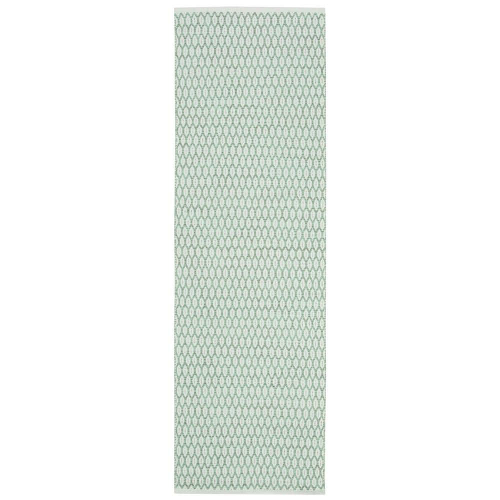 SAFAVIEH Montauk Light Green/Ivory 2 ft. x 9 ft. Geometric Multi ...