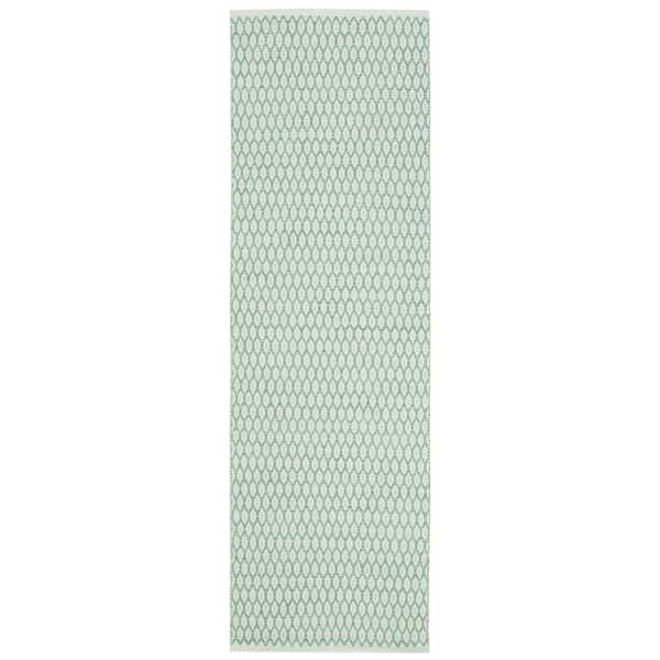 SAFAVIEH Montauk Light Green/Ivory 2 ft. x 9 ft. Geometric Multi-Diamonds Runner Rug
