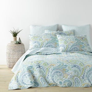 Levtex Home - Bettina Floral Duvet Cover - Full/Queen - Teal, Blue, Green,  Mauve, Cream - Duvet Cover (88 x 92in.) - Cotton