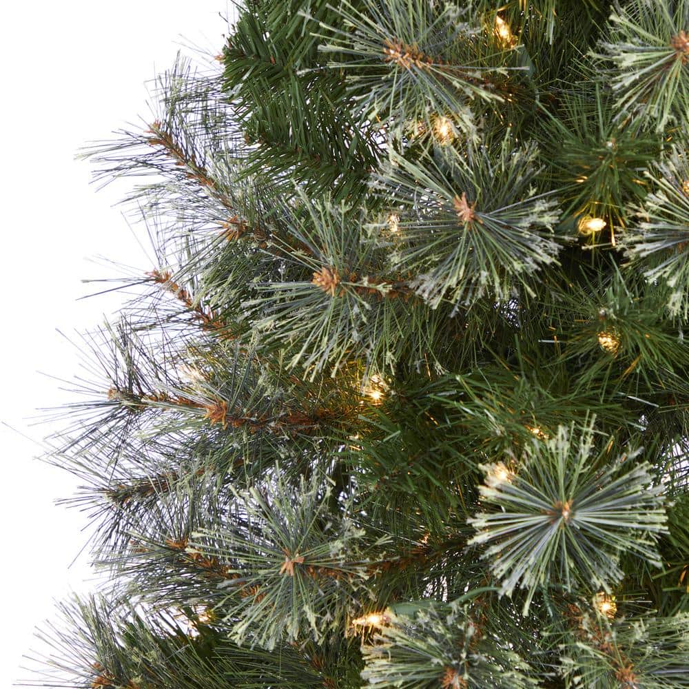 5-Foot Slim Green Artificial Christmas Tree with Warm White Lights