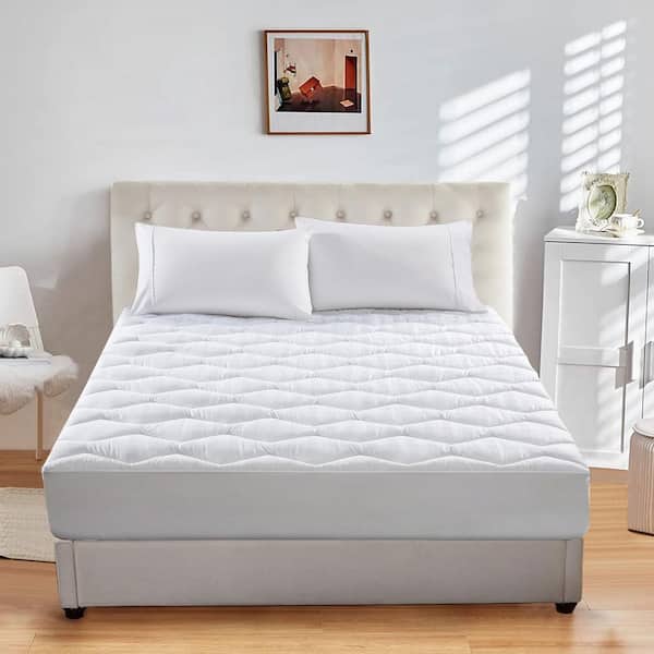 Unbranded Quilted White King Down Alternative Mattress Pad