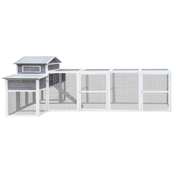 Miscool Anky 57 in. H x 58.5 in. W x 150 in. D Metal Poultry Fencing, Extra Large Wood Chicken Coop Backyard with Nesting Box
