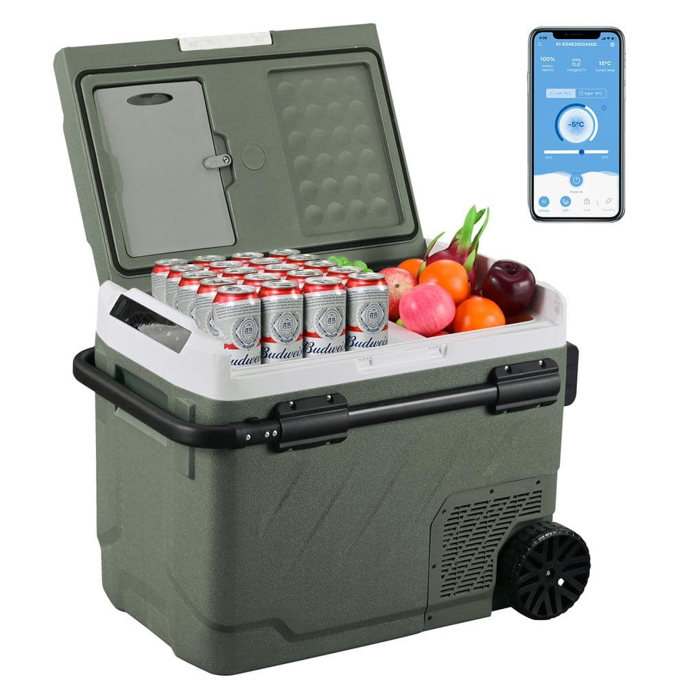 52 qt. Portable Refrigerator Car Fridge Dual Zone Electric Cooler with Handle and Wheels 12-Volt Fridge Outdoor -  Alpicool, ZGW51