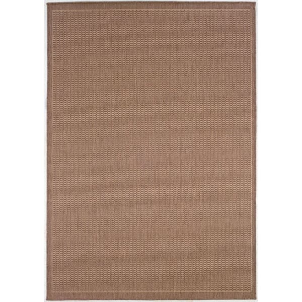 Recife Saddle Stitch Cocoa Natural 2 ft. x 4 ft. Solid Indoor/Outdoor Area Rug