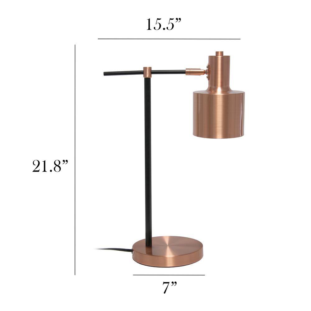 Rose Gold and Black Metal Bedside Table Lamp