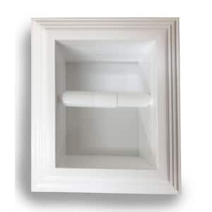 Recessed Toilet Paper Holder White Tripoli Solid Wood with Newport Frame