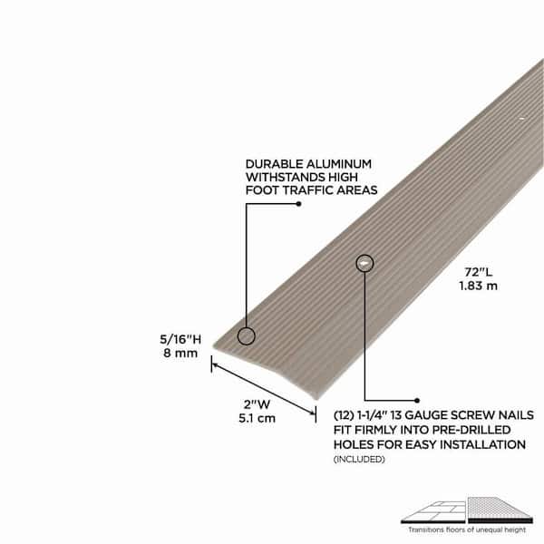 2"X 72" PEWTER ALUMINUM CARPET TRIM W/SCREW NAILS