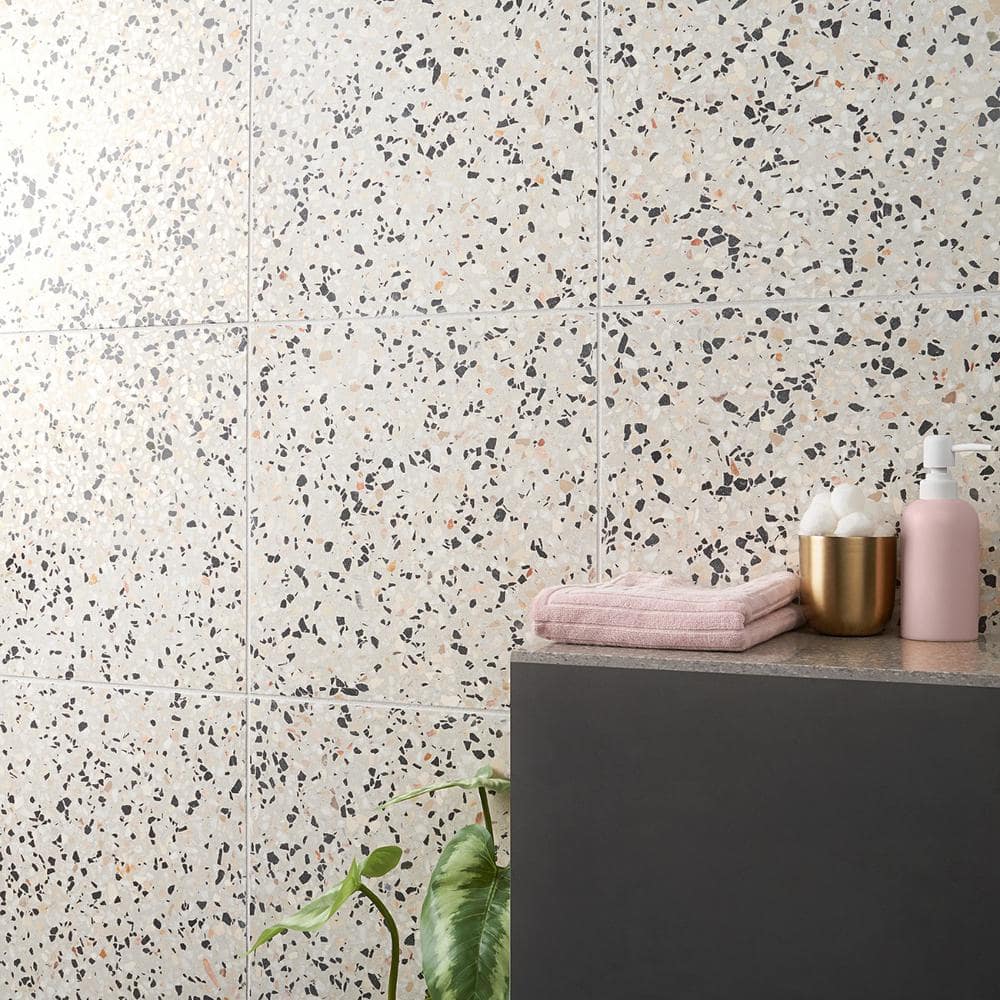 Tarboro 16" Beige Polished Terrazzo Floor and Wall Tile