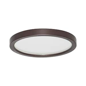 Round Slim Disk Length 7 in. Bronze Round Fixture 3000K Warm White New Construction Recessed Integrated Led Trim Kit