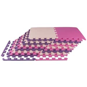 12 in. x 12 in. x 0.125 in. Foam Gym Flooring Mat Tiles 20PK - 20 sq. ft. Pink