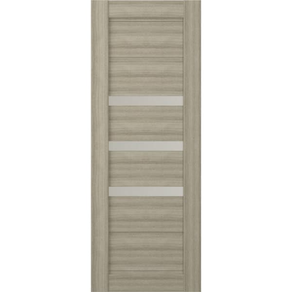 Belldinni Rita 24 in. x 84 in. No Bore Solid Composite Core 3-Lite Frosted Glass Shambor Wood Composite Interior Door Slab