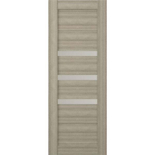 Belldinni Rita 32 in. x 84 in. No Bore Solid Composite Core 3-Lite Frosted Glass Shambor Wood Composite Interior Door Slab