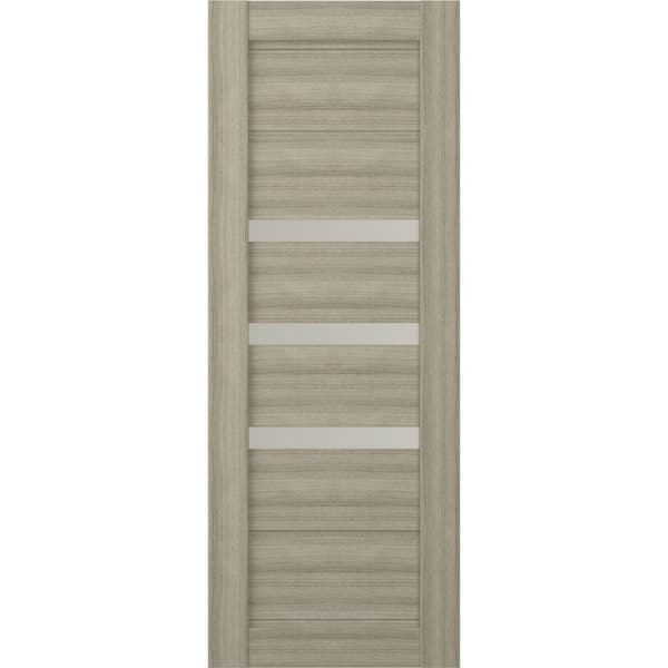 Belldinni Rita 30 in. x 96 in. No Bore Solid Composite Core 3-Lite Frosted Glass Shambor Wood Composite Interior Door Slab