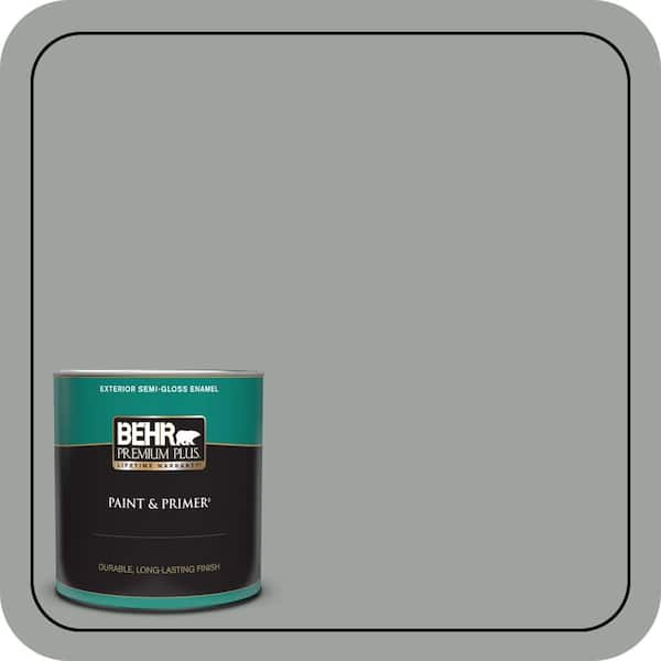 BEHR PREMIUM PLUS 1 qt. #710F-4 Sage Gray Semi-Gloss Enamel Exterior Paint & Primer