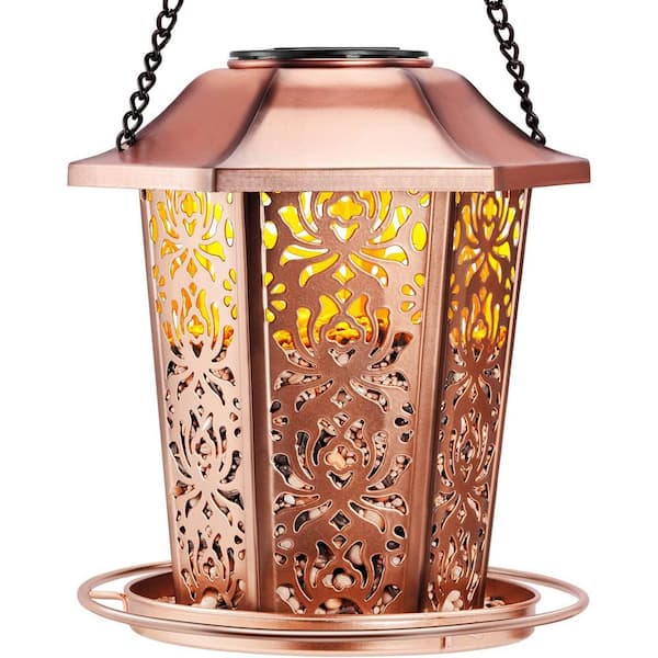 Solar Bird Feeders for Outdoors Hanging, Premium Grade Metal Bird Feeder, Weather and Water Resistant Wild Bird Feeders