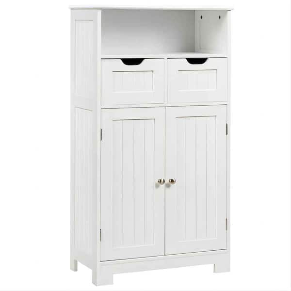 dubbin 24 in. W x 12 in. D x 43 in. H White Bathroom Wooden Side Linen Cabinet with 2 Drawers and 2 Doors