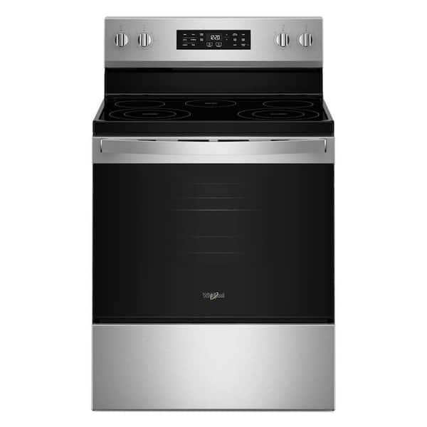 30 in. 5 Burner Elements Freestanding Electric Range in Stainless Steel with Air Cooking Technology