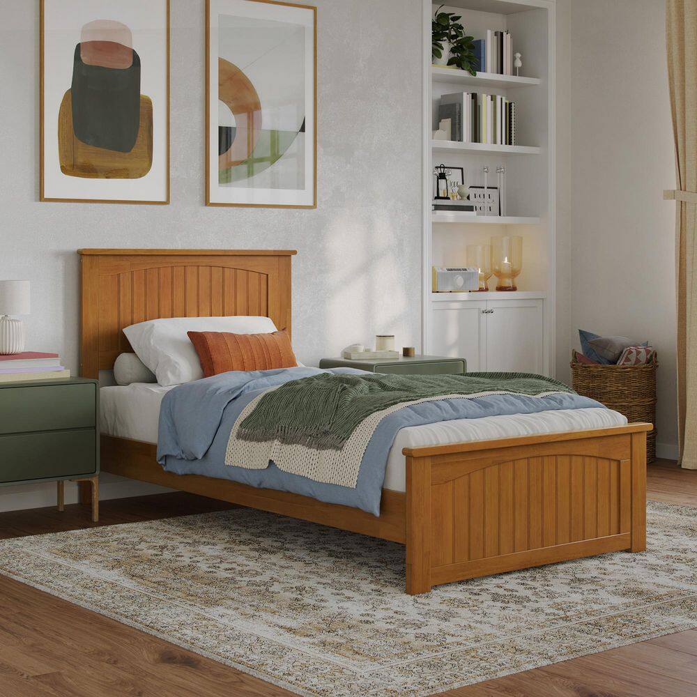 Naples Light Toffee Natural Bronze Solid Wood Frame Twin XL Low Profile Platform Bed with Matching Footboard price history on PriceWatchPro