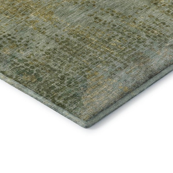 Mayfield Premium Machine Washable Abstract AMF2088 Green 5 ft. x 7 ft. 6 in. Area Rug
