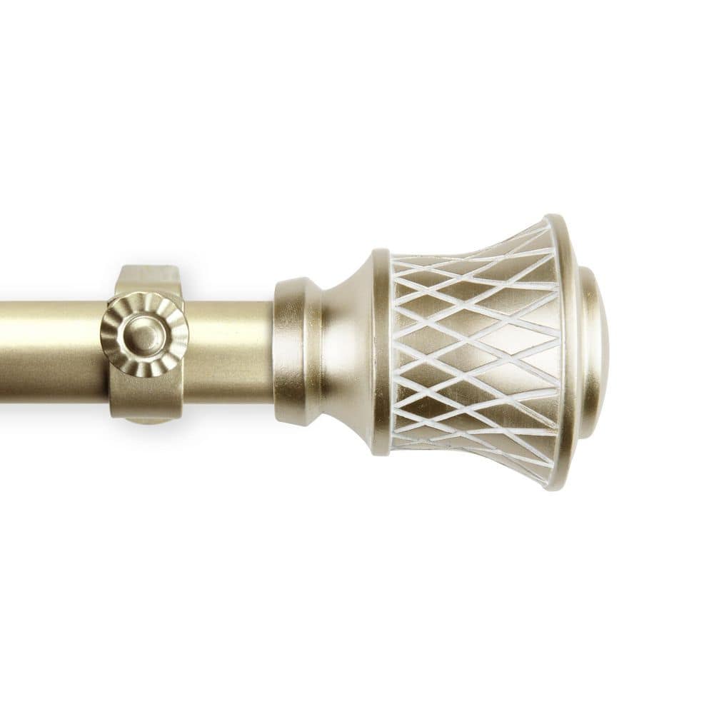28 in. - 48 in. Adjustable Single Curtain Rod 1 in. Dia in Gold with Jetaime Finials price history on PriceWatchPro