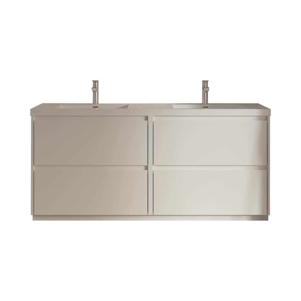 72 in. Double HG. White Bath Vanity with Gloss White Resin Stone Top & 4 Drawers, Free Standing price history on PriceWatchPro