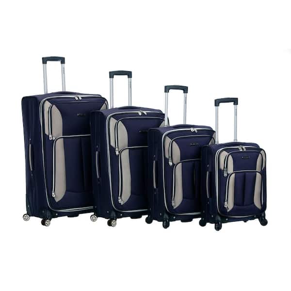 Rockland Impact 4-Piece Spinner Softside Luggage Set, Navy