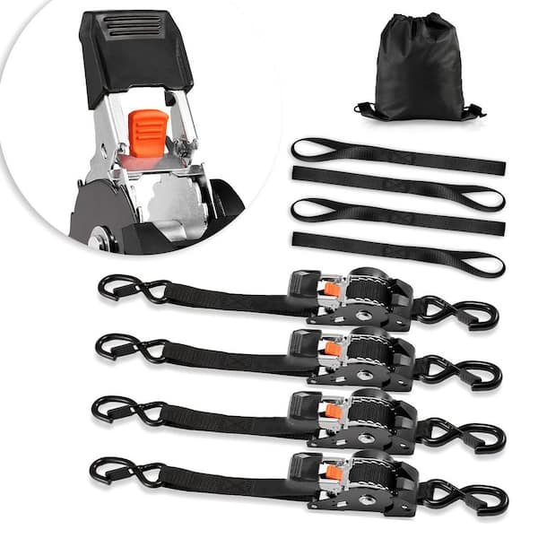 1 in.x10 ft. Retractable Ratchet Straps, 1200 lbs. Break Strength, Tie Down Straps with S Hooks, Ratcheting, 2025 Update