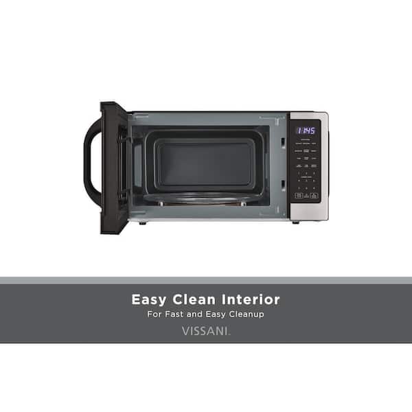 Vissani - 1.1 cu. ft. 1000-Watt Countertop Microwave Oven in Fingerprint Resistant Stainless Steel and Bar handle