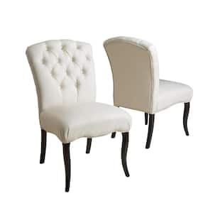 Hallie Linen Fabric Tufted Dining Chair (Set of 2)