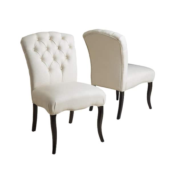 Noble House Hallie Linen Fabric Tufted Dining Chair (Set of 2)