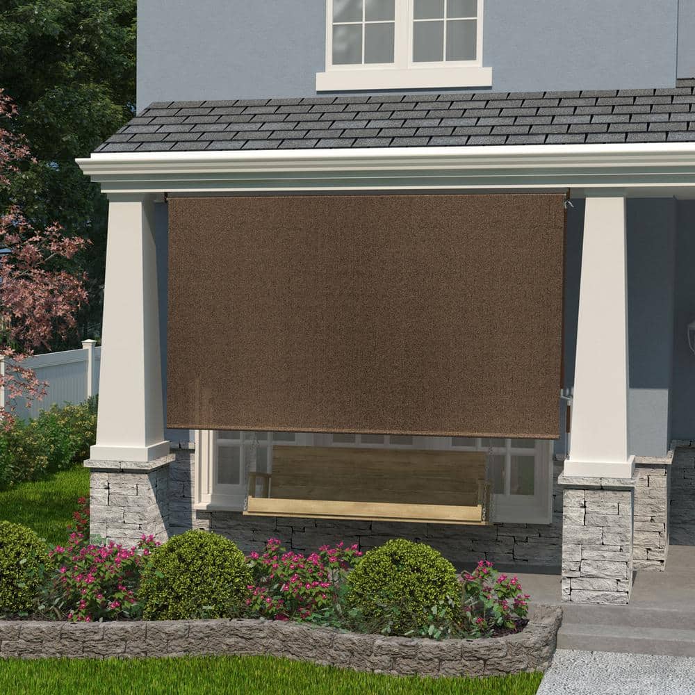 Walnut Cordless UV Blocking Outdoor Roller Shade 120" W x 96" L