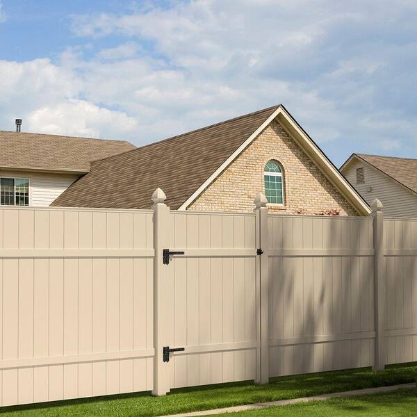 Veranda 5 in. x 5 in. x 8 ft. Tan Wicker Vinyl Fence Post