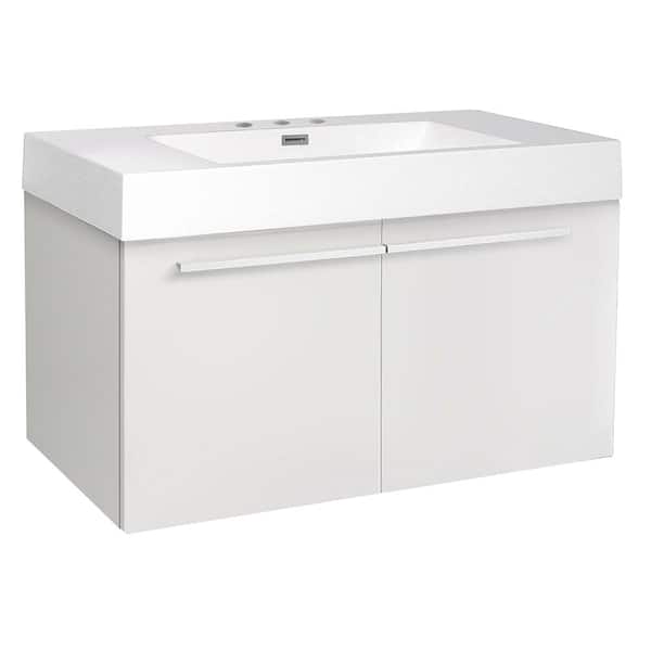 Fresca Vista 36 in. Bath Vanity in White with Acrylic Vanity Top in White with White Basin