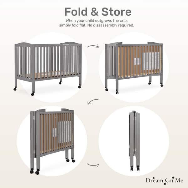 Dream On Me Folding Steel Grey Full Size Crib 673-SGY The Home Depot