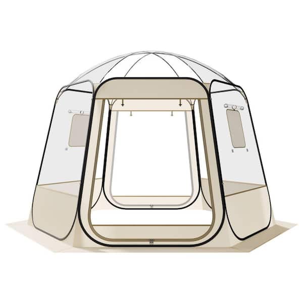 10 ft. x 9.2 ft. Pop up Bubble Tent, UV-Resistant, Clear Camping Tent Shelter with Windows, 540° Panoramic View