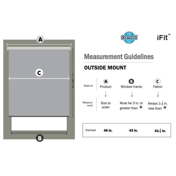 iFit Cut-to-Size 43 in. W x 73 in. L White Cordless Solar Screen Roller Shade