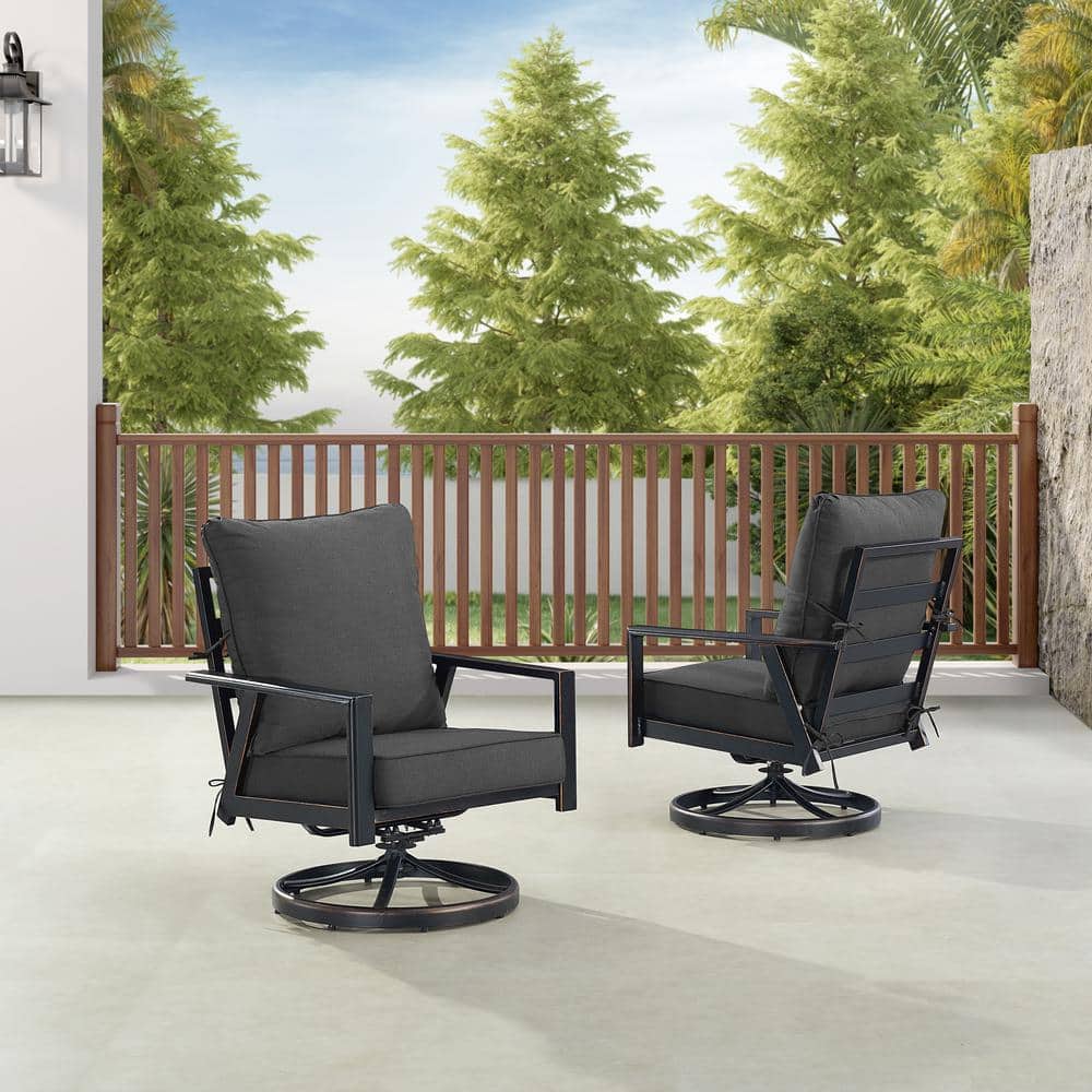 Pair of Black Aluminum Deep Seating Swivel Rocker Club Chairs with Cushions price history on PriceWatchPro