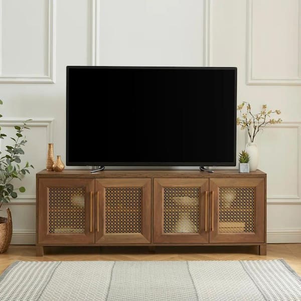 Edwin's Choice Rustic Oak 69.5 in. TV Stand For Tvs Up To 78 in.