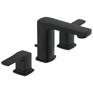 Tribune 8 in. Widespread Double Handle Bathroom Faucet with 50/50 Pop-Up Drain in Satin Black