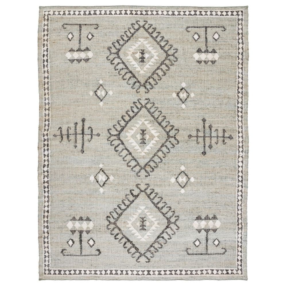 Blue and Black Handmade Flat Woven 9' x 12' Area Rug
