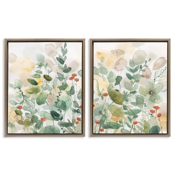 Stupell Industries Botanical Garlands Abstract by Carol Robinson 2-Pieces Brown Floater Frame Nature Graphic Art Print 21 in. x 17 in.