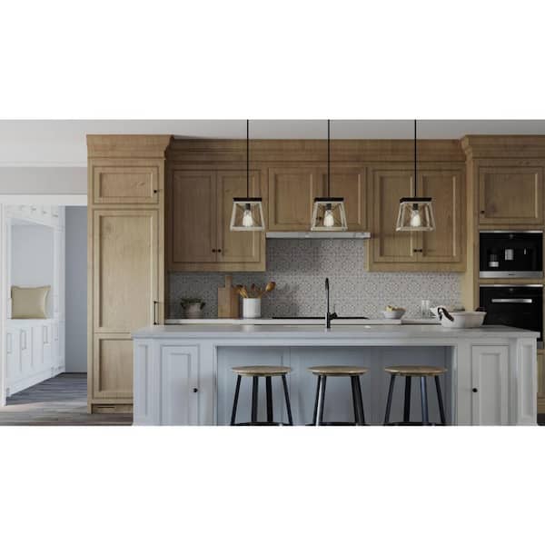 Briarwood Collection 1-Light Bleached Oak Kitchen Coastal Mini-Pendant Hanging Light