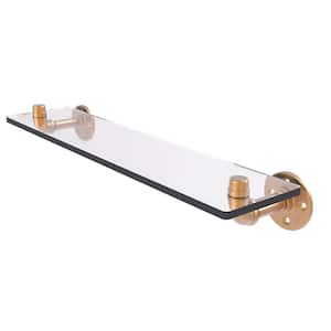 Pipeline Collection 22 in. Glass Shelf in Brushed Bronze